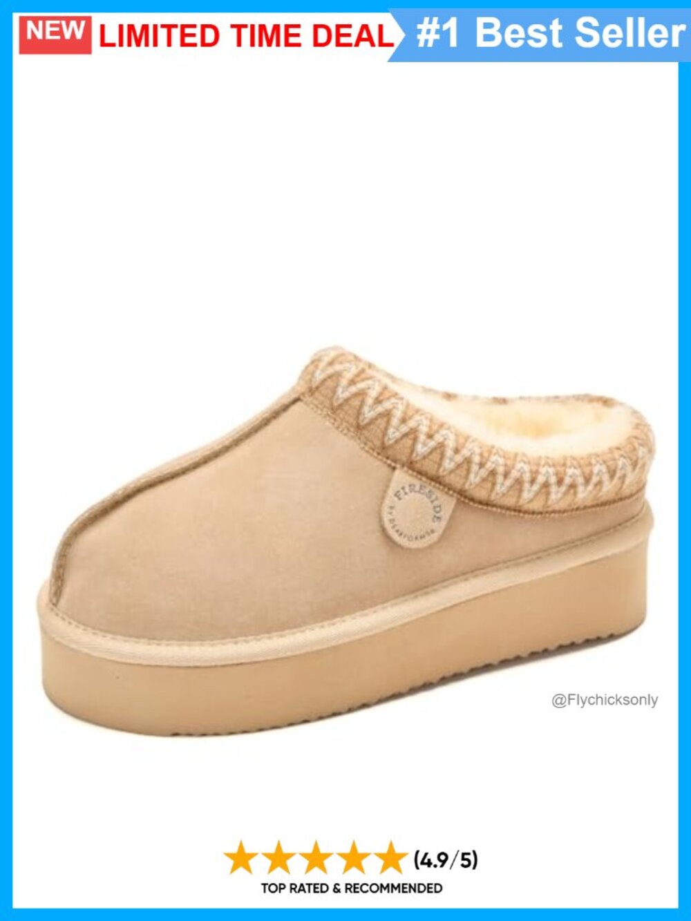 Genuine Shearling Suede Clog Slippers Memory Foam Indoor/Outdoor